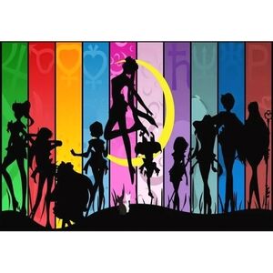 Anime SAILOR MOON & SCOUTS Large Size DIY Diamond Painting Kit, 15.75"x27" NEW